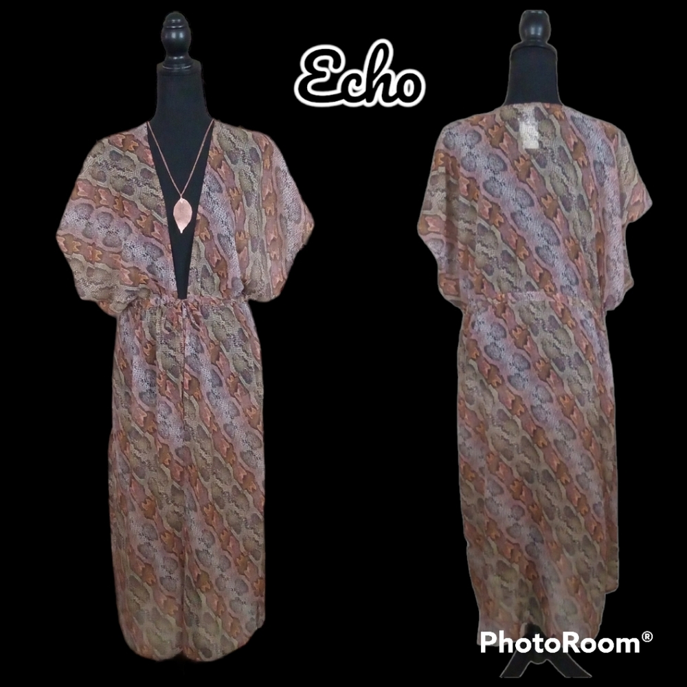 Echo Women's Python Print Open Front Midi Caftan … - image 2